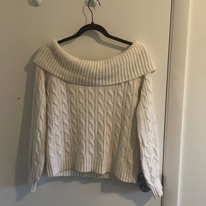 American Eagle Off-white Off-shoulder knit sweater